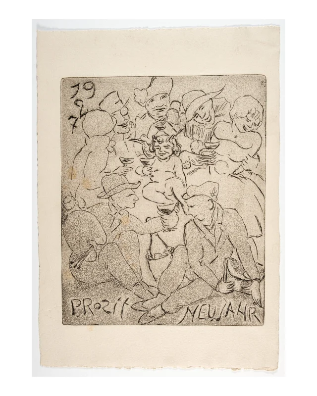 Psst… für alle, die sich fest vorgenommen haben, 2026 häufiger ins Museum zu gehen: Wir haben heute ab 12 für euch geöffnet!

Oder ihr schaut ganz gemütlich in unserer #SammlungOnline vorbei. Hier findet ihr unter anderem diese Radierung von Maria Luiko. 

Foto: Maria Luiko (Marie Luise Kohn), Prosit Neujahr 1927, 1927, Jüdisches Museum München, Sammlung Maria Luiko